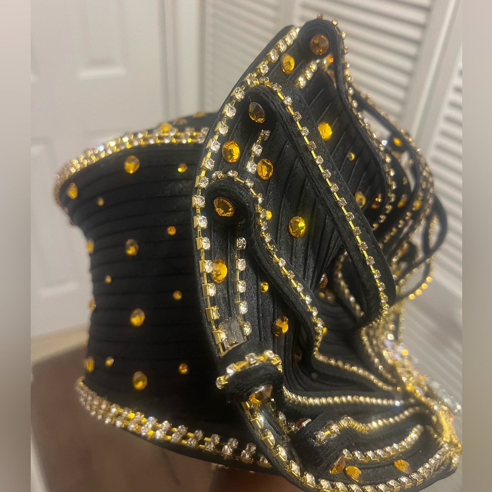 ❤️#5 Donna Vinci Black & Gold Church Lady Hat. Stunning & Elegant. - Picture 3 of 6